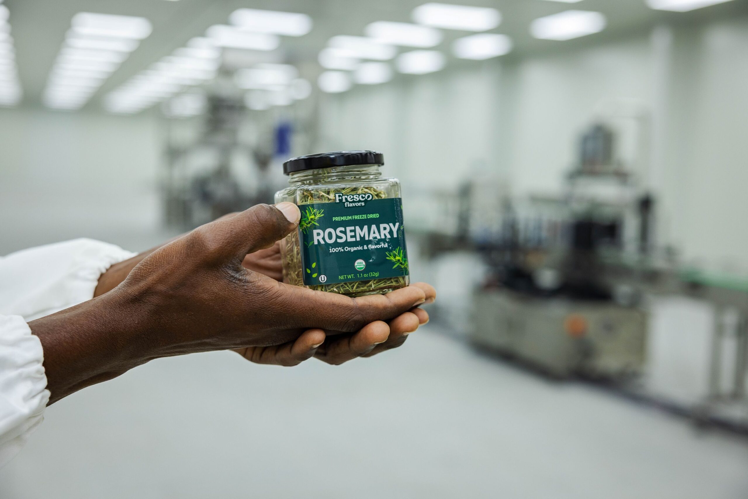 Brand team reviewing freeze-dried product range in a modern setting